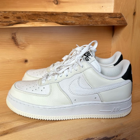 Nike Shoes - Nike Custom Air Force 1 Low White and Cream with Black Heel Tab Sz 6